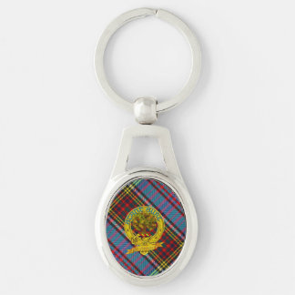 Klan Andersson Tartan och Motif Ovalt Silverfärgad Nyckelring