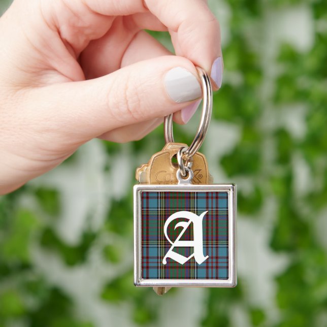 Klan Andersson Tartan Play Monogram Keychain Fyrkantig Silverfärgad Nyckelring (Hand)