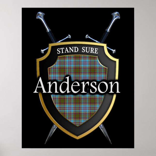 Klan Andersson Tartan Scottish Shield & Swords Poster (Framsidan)