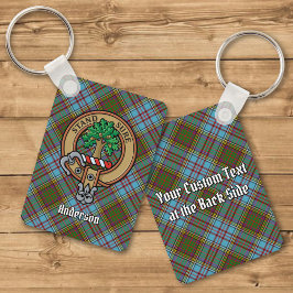 Klan Andersson Vapensköld över Tartan Keychain Nyckelring