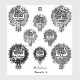 Klan Andersson Vapensköld & Tartan Sticker Klistermärken