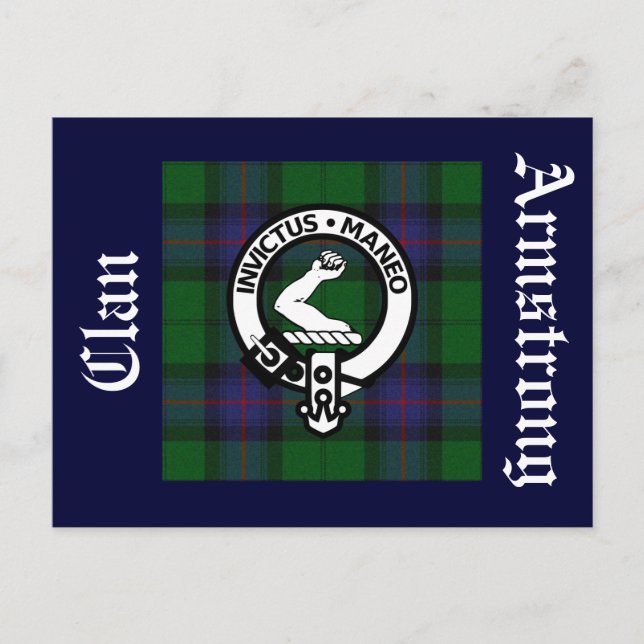Klan Armstrong Tartan & Vapensköld Badge Postcard Vykort (Framsida)