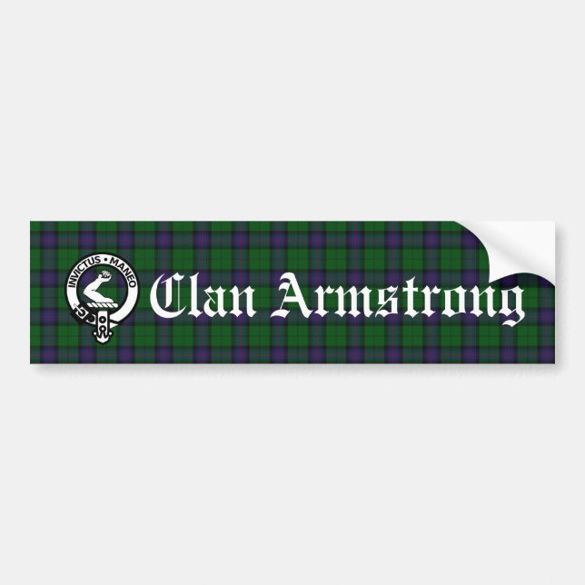 Klan Armstrong Vapensköld Badge och Tartan Bildekal (Framsidan)
