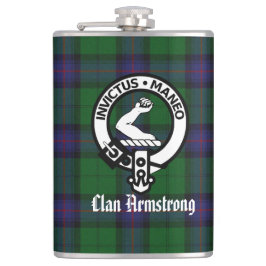 Klan Armstrong Vapensköld Badge och Tartan Fickplunta