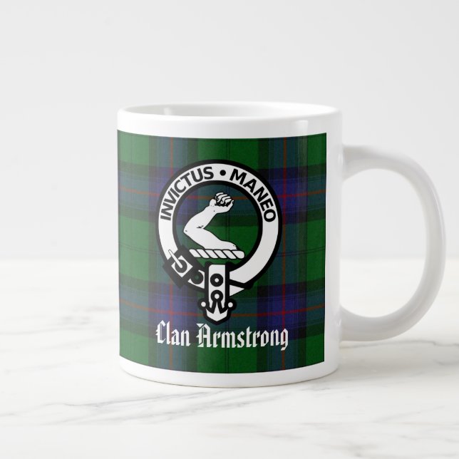 Klan Armstrong Vapensköld Badge och Tartan Jumbo Mugg (Höger)