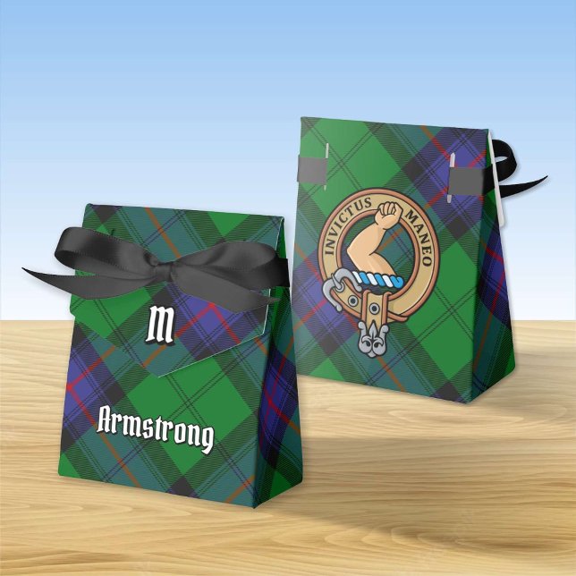 Klan Armstrong-Vapensköld över Tartan Favor Box Presentaskar (Skapare uppladdad)
