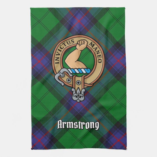 Klan Armstrong Vapensköld över Tartan Kitchen Towe Kökshandduk (Vertikal)
