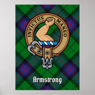 Klan Armstrong Vapensköld över Tartan Poster