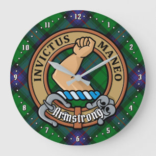 Klan Armstrong Vapensköld över Tartan Stor Klocka