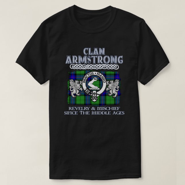 Klan Armstrong vapensköld Scottish klans Scottish  T Shirt (Design framsida)