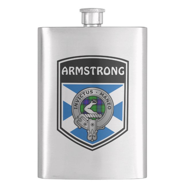 Klan Armstrong Vapensköld & Tartan Fickplunta (Framsidan)