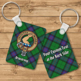 Klan Armstrong-Vapenskölden över Tartan Keychain Nyckelring