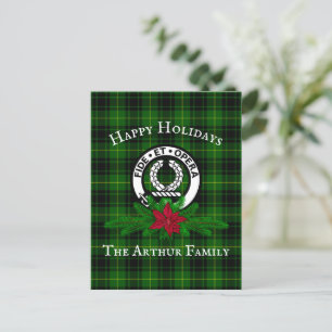 Klan Arthur Vapensköld Badge & Tartan Helgdag Post Vykort