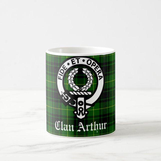 Klan Arthur Vapensköld Badge & Tartan Kaffemugg (Center)