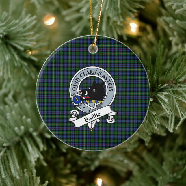 Klan Baillie Hunting Badge Tartan Play Julgransprydnad Keramik (Träd)