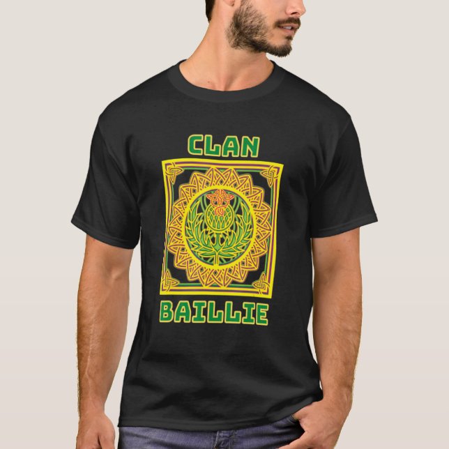 Klan Baillie Scottish Celtic Thistle T Shirt (Framsida)