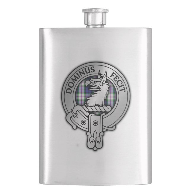 Klan Baird Vapensköld & Dress Tartan Fickplunta (Framsidan)