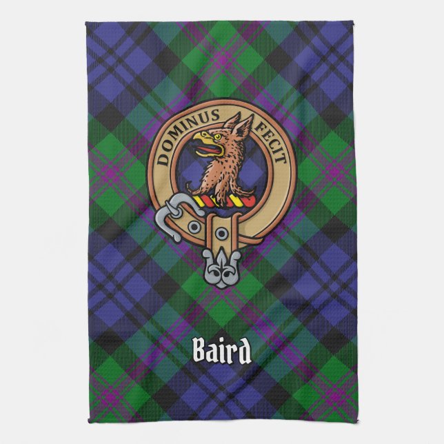 Klan Baird Vapensköld över Tartan Kökshandduk (Vertikal)