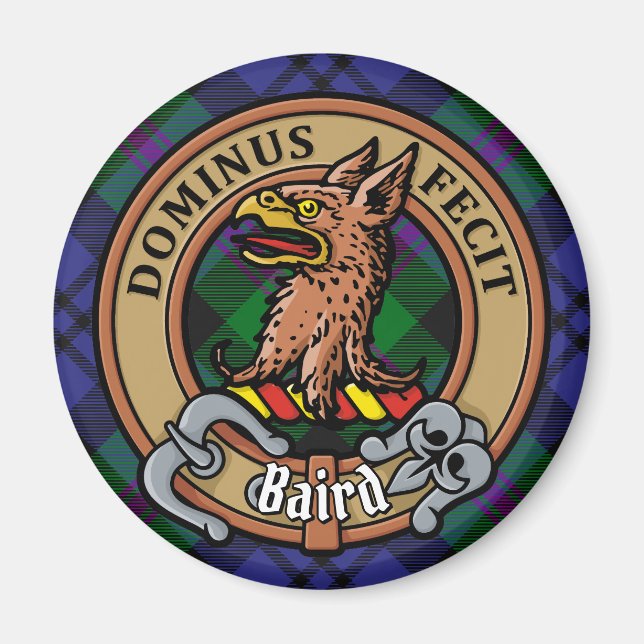 Klan Baird Vapensköld över Tartan Magnet (Framsidan)