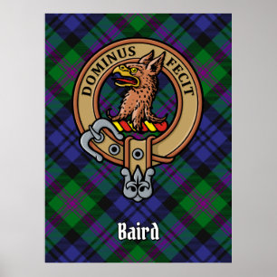 Klan Baird Vapensköld över Tartan Poster
