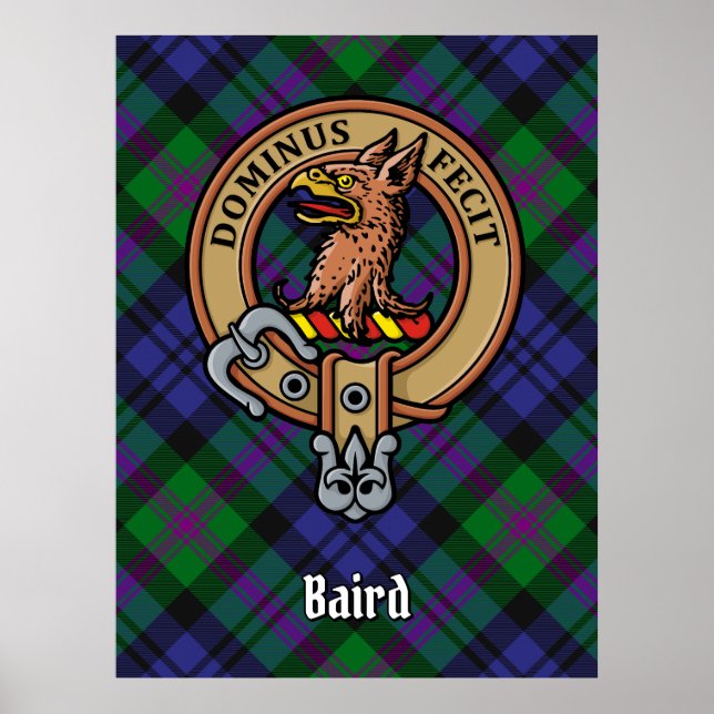 Klan Baird Vapensköld över Tartan Poster (Framsidan)