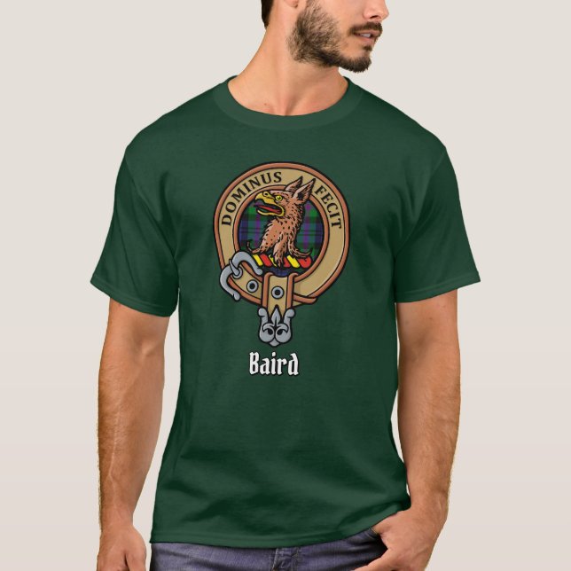 Klan Baird Vapensköld över Tartan T Shirt (Framsida)