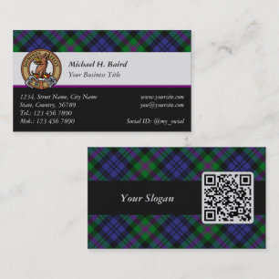 Klan Baird Vapensköld över Tartan Visitkort