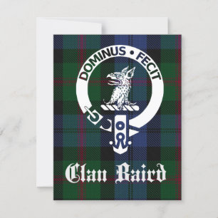 Klan Baird Vapensköld Tartan Hälsning Kort