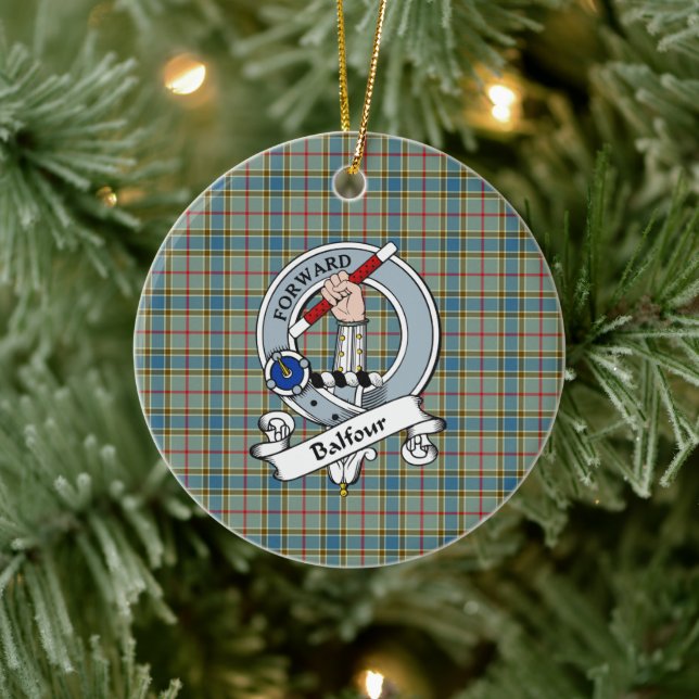 Klan Balfour Badge Tartan Play Julgransprydnad Keramik (Träd)