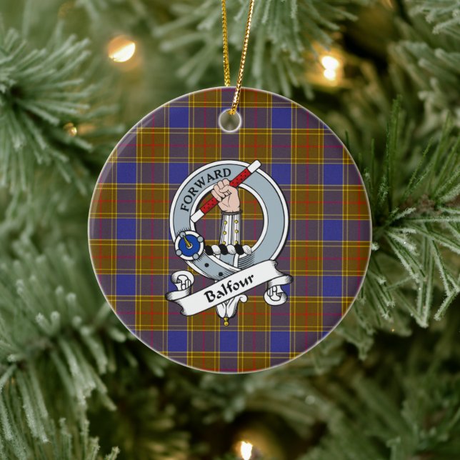 Klan Balfour Modern Badge Tartan Play Julgransprydnad Keramik (Träd)