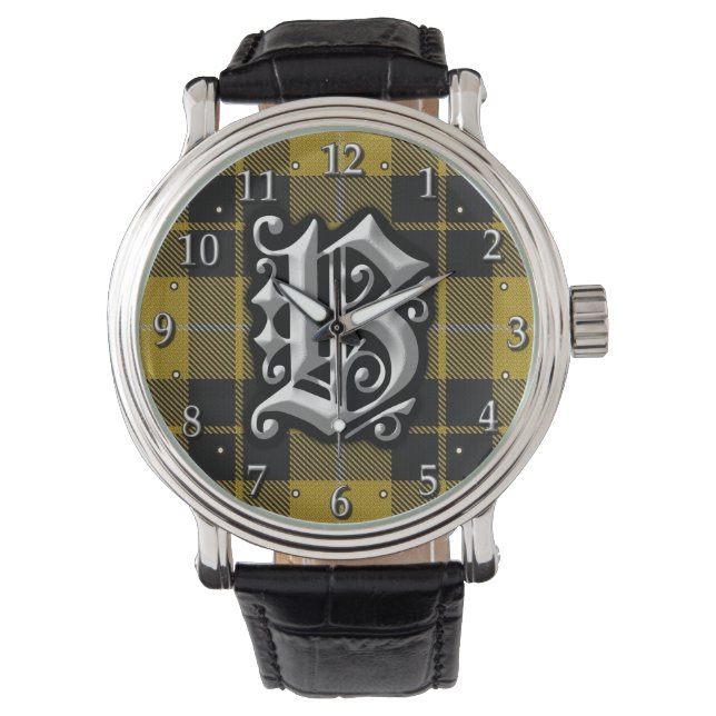 Klan Barclay Brev B Monogram Dress Tartan Armbandsur (Framsida)