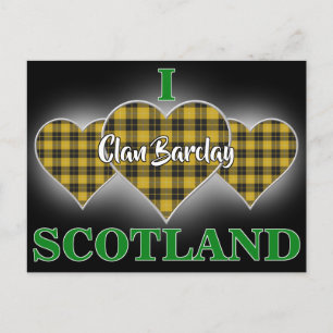 Klan Barclay I Kärlek Scotland Tartan Heart Vykort
