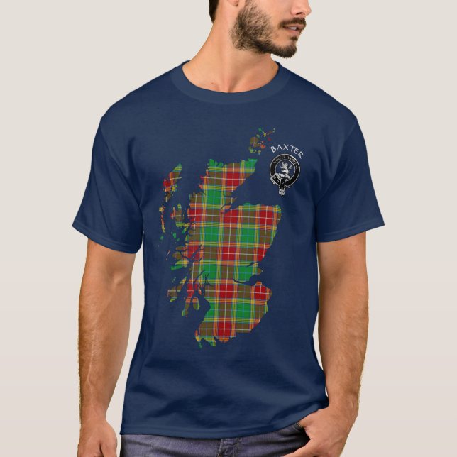 Klan Baxter Tartan Karta & Vapensköld T-Shirt (Framsida)