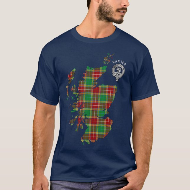 Klan Baxter Tartan Karta & Vapensköld T-Shirt (Framsida)