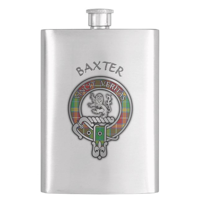 Klan Baxter Vapensköld & Tartan Fickplunta (Framsidan)