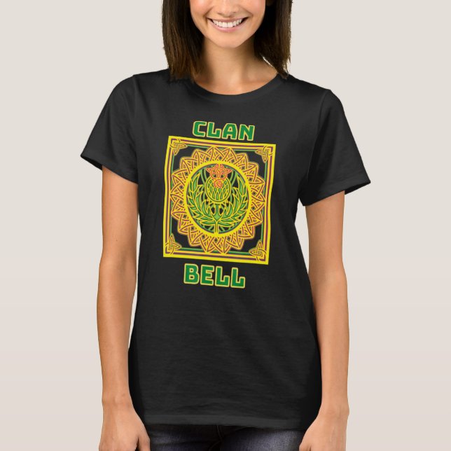 Klan Bell Scottish Celtic Thistle T Shirt (Framsida)