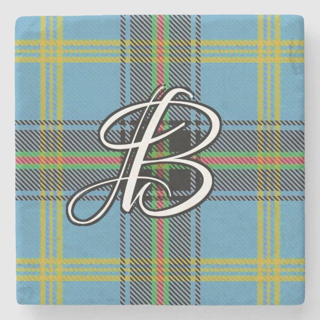 Klan Bell Tartan Anpassningsbar Monogram Stenunderlägg (Framsidan)