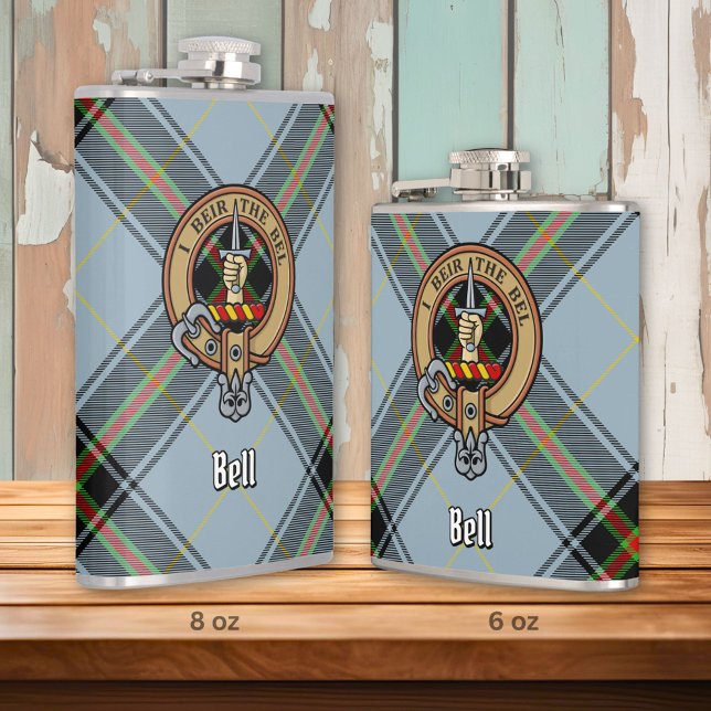 Klan Bell Vapensköld över Tartan Fickplunta (Skapare uppladdad)