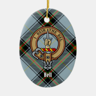 Klan Bell Vapensköld över Tartan Julgransprydnad Keramik