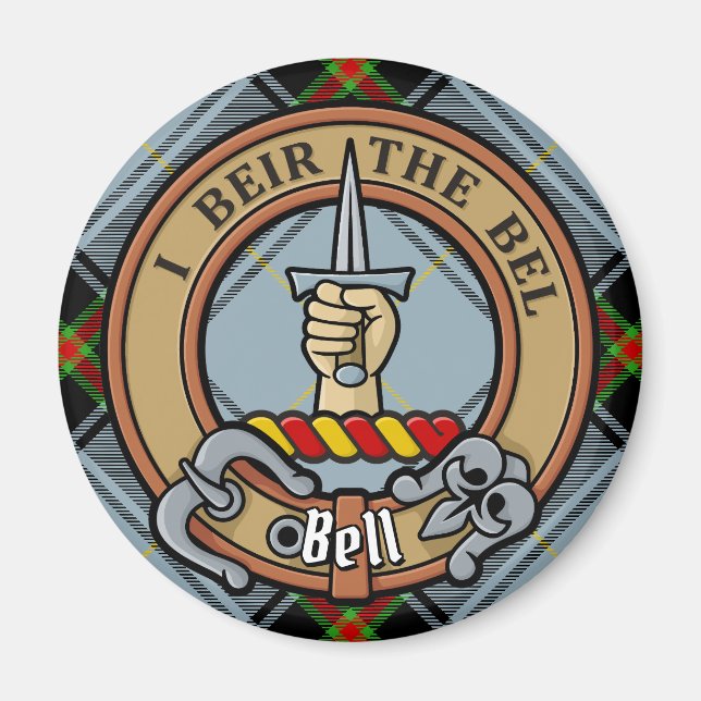 Klan Bell Vapensköld över Tartan Magnet (Framsidan)