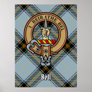 Klan Bell Vapensköld över Tartan Poster