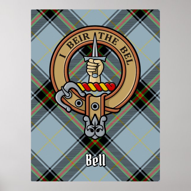 Klan Bell Vapensköld över Tartan Poster (Framsidan)
