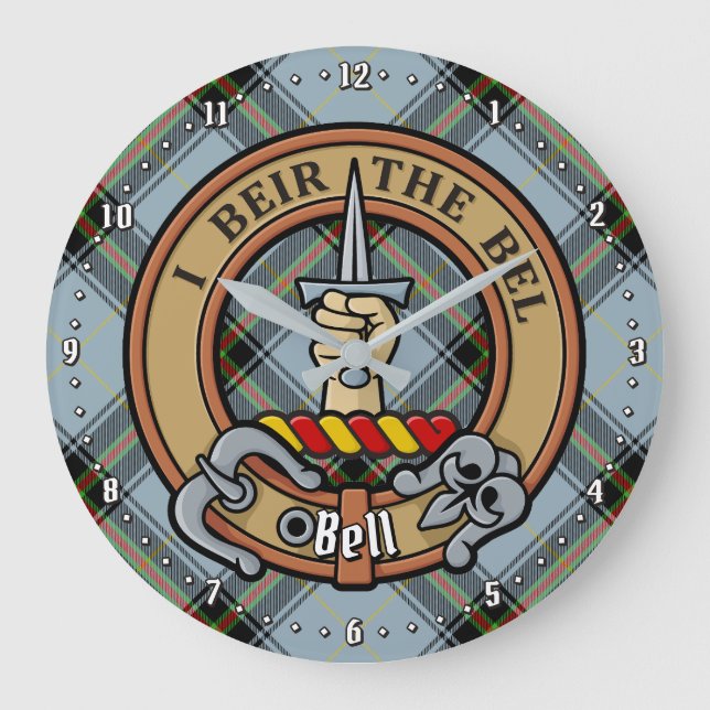 Klan Bell Vapensköld över Tartan Stor Klocka (Framsida)