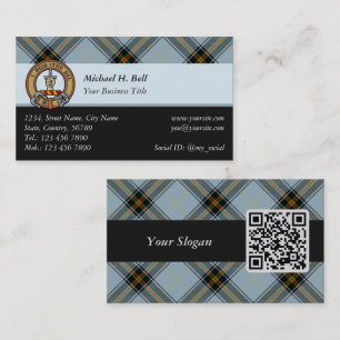 Klan Bell Vapensköld över Tartan Visitkort