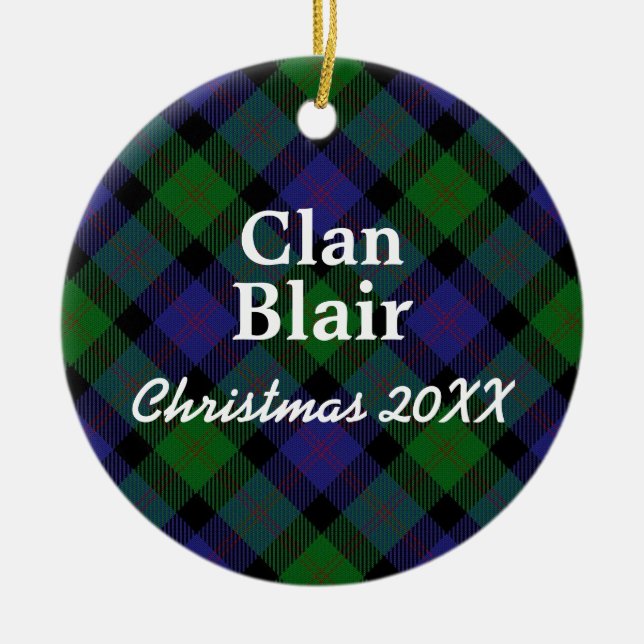 Klan Blair Scottish Tartan Julgransprydnad Keramik (Framsidan)