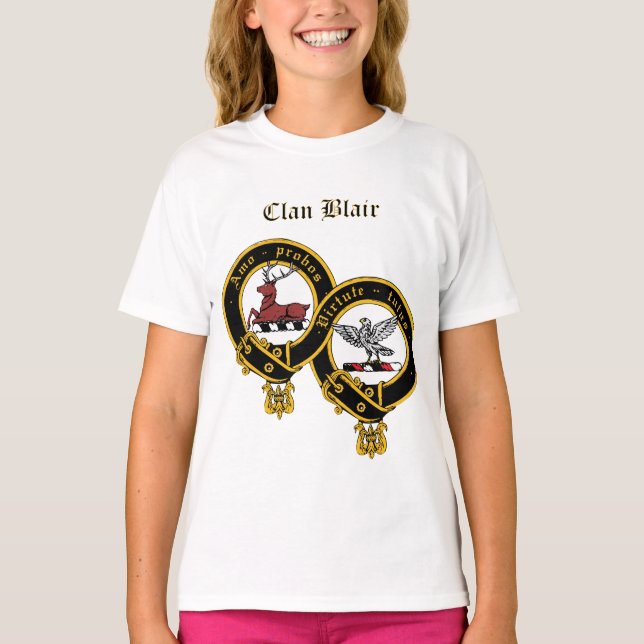 Klan Blair Vapensköld med namn Girl Girl Ruffle T- T Shirt (Framsida)