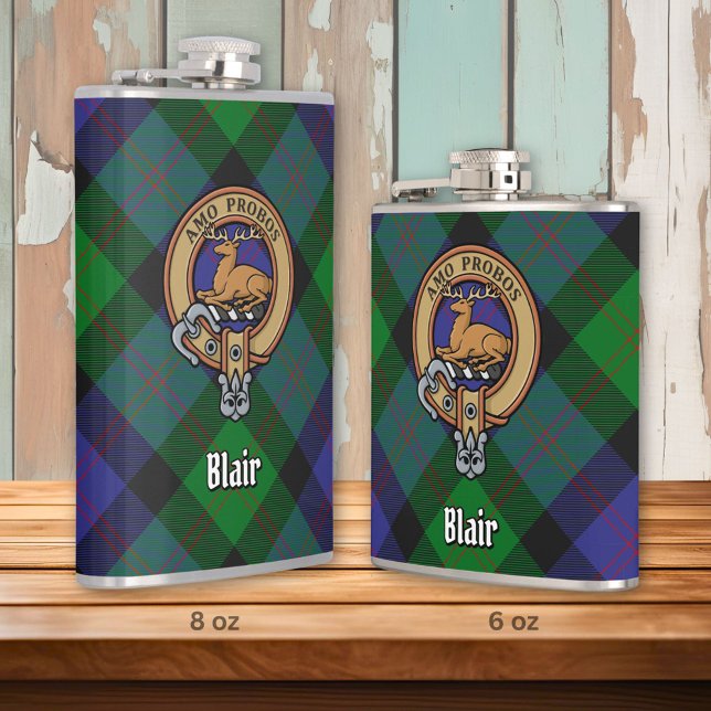 Klan Blair Vapensköld över Tartan Fickplunta (Skapare uppladdad)