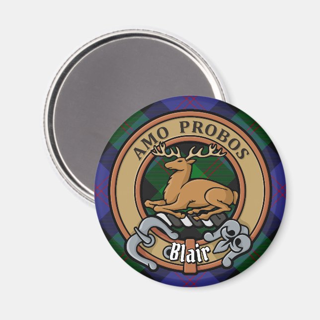 Klan Blair Vapensköld över Tartan Magnet (Front/Back)