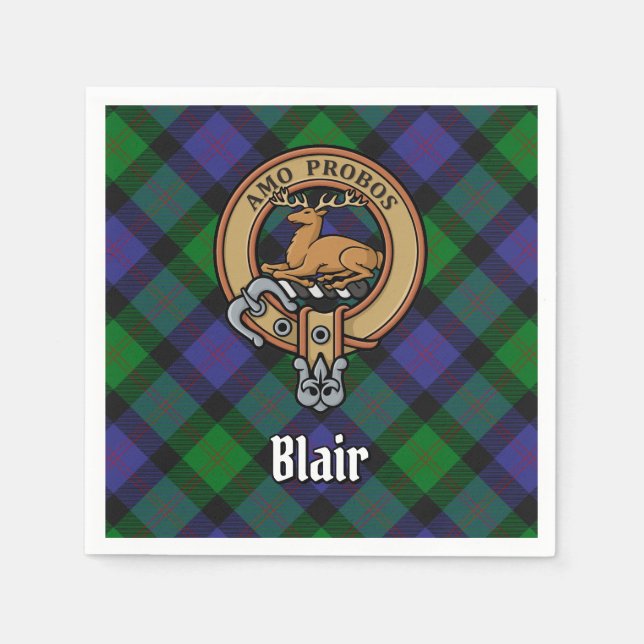 Klan Blair Vapensköld över Tartan Pappersservett (Framsidan)