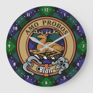 Klan Blair Vapensköld över Tartan Stor Klocka